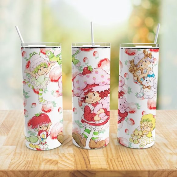 Strawberry Shortcake Mug, Girls Bottle, Kawaii Tumbler,  Birthdays, Christmas - Picture 2 of 4